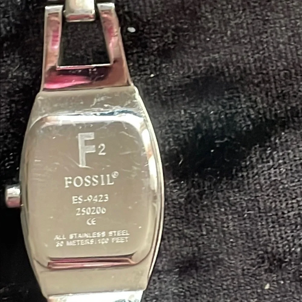 Ladies Silver Fossil Watch with Purple Face - Picture 3 of 5